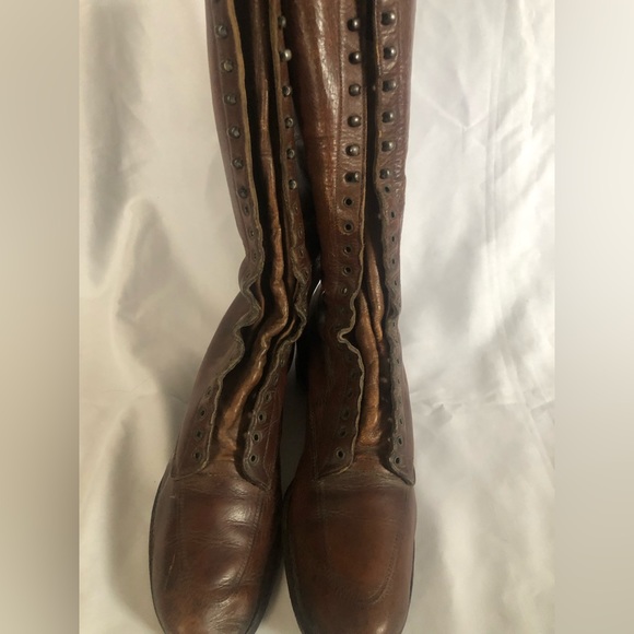 Vintage Equestrian Leather Tall Knee Lace Up Horse RIding Boots Women Sz 10 - Picture 10 of 13